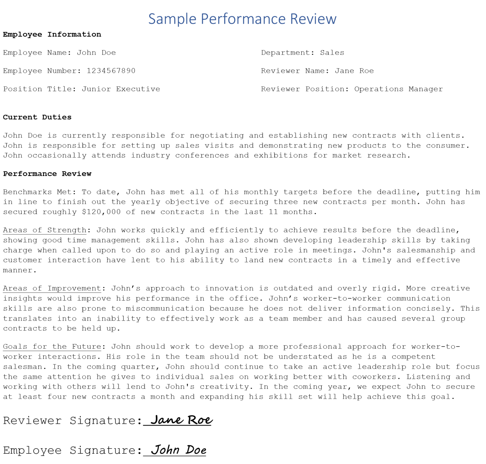 writing performance reviews for employees