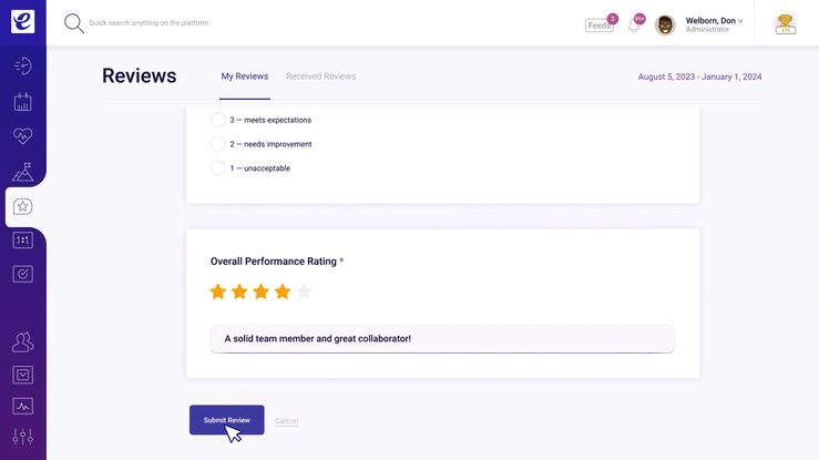 Customizable 360 Performance Reviews System